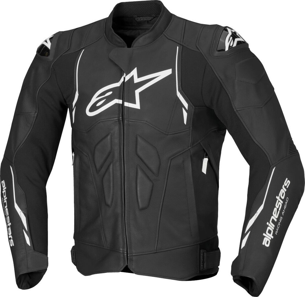 Alpinestars Dusk Motorrad Lederjacke, schwarz/weiß, 52