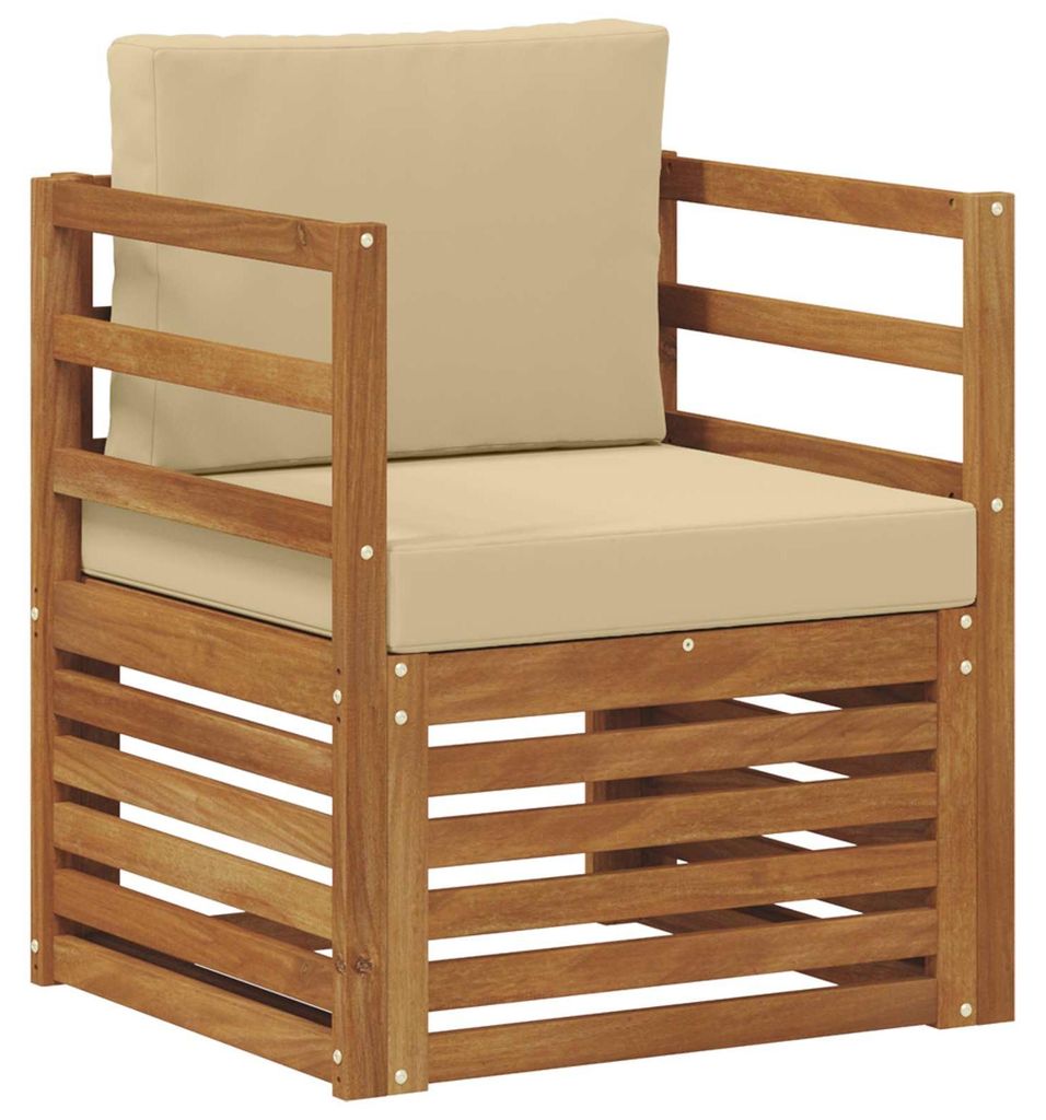 vidaXL Outdoor-Sofa Massives Akazienholz und Polyester Natur