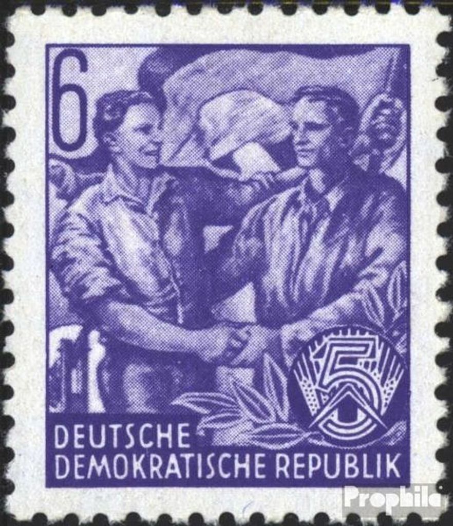 Briefmarken DDR 1953 Mi 364XI, seltenes Wasserzeichen, senkrechte Papierstruktur postfrisch Fünfjahresplan (I)