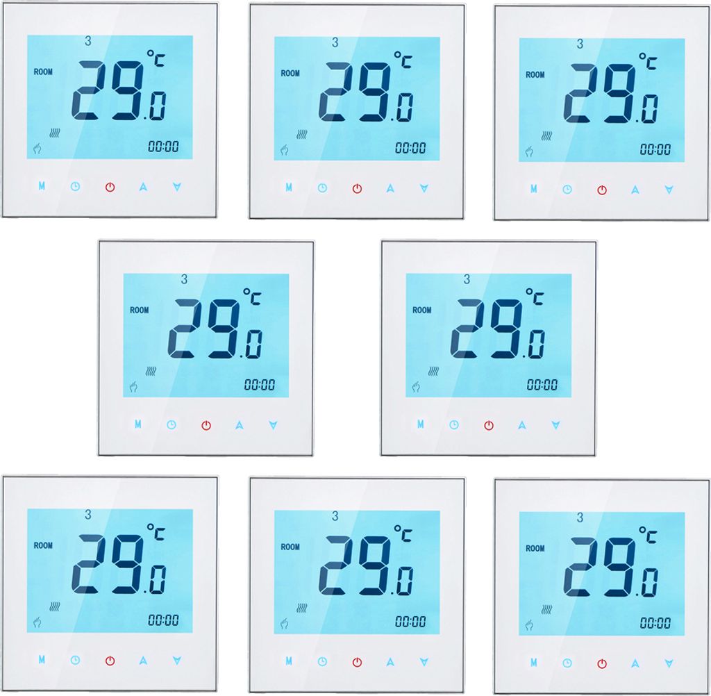 8X 5A 110 – 230 V Raumthermostat Fußbodenheizung Programmierbar wöchentliche Display LCD Touch Screen Wasser Heizung Thermostat Room Controller...
