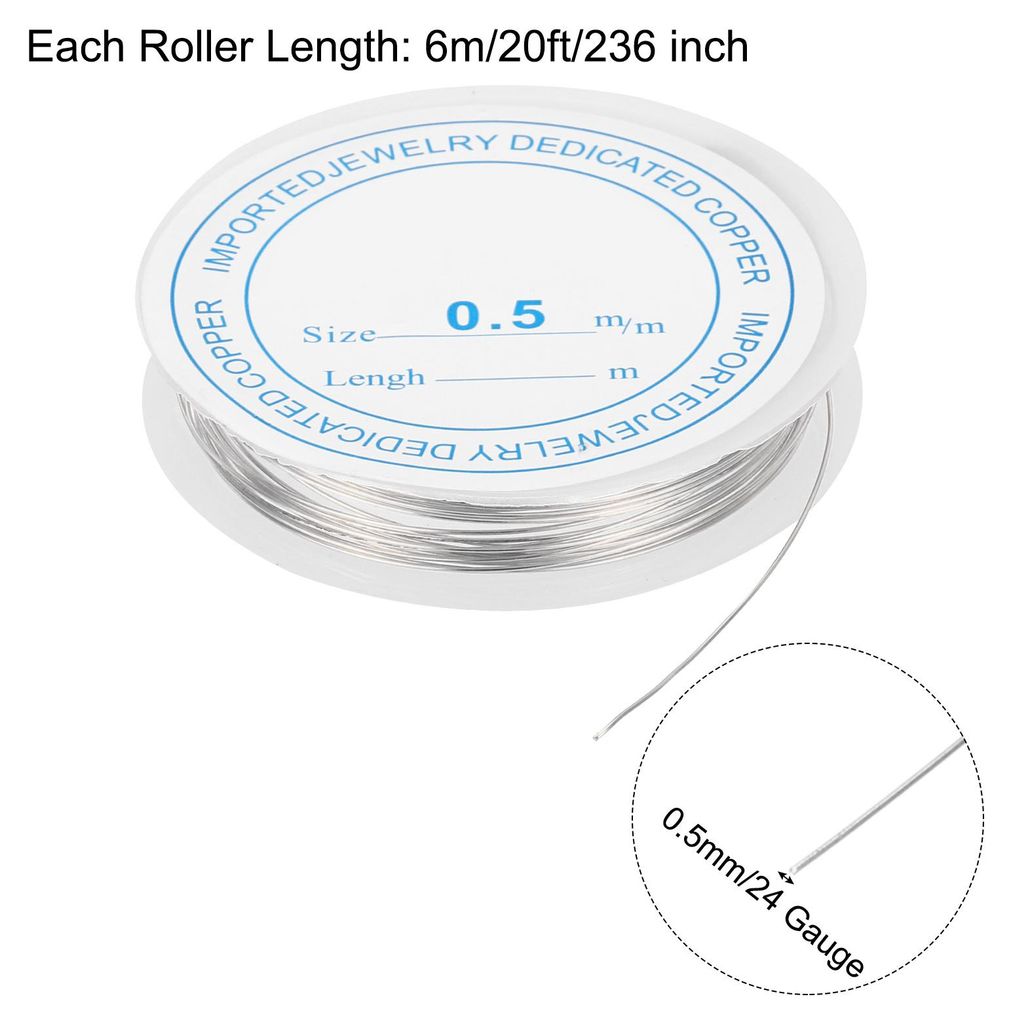 0,5 mm / 24 Gauge Kupferdraht fš¹r die Schmuckherstellung, 1 Rolle handwerklicher anlaufgeschš¹tzter Perlen-Draht fš¹r Schmuckherstellungszub...