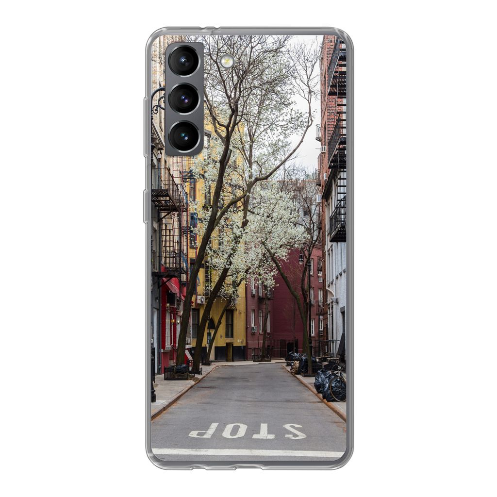 MuchoWow Handyhülle Schutzhülle Hülle für Samsung Galaxy S21 New York - Amerika - NYC Silikon Softcase Handy Hülle - Softcase