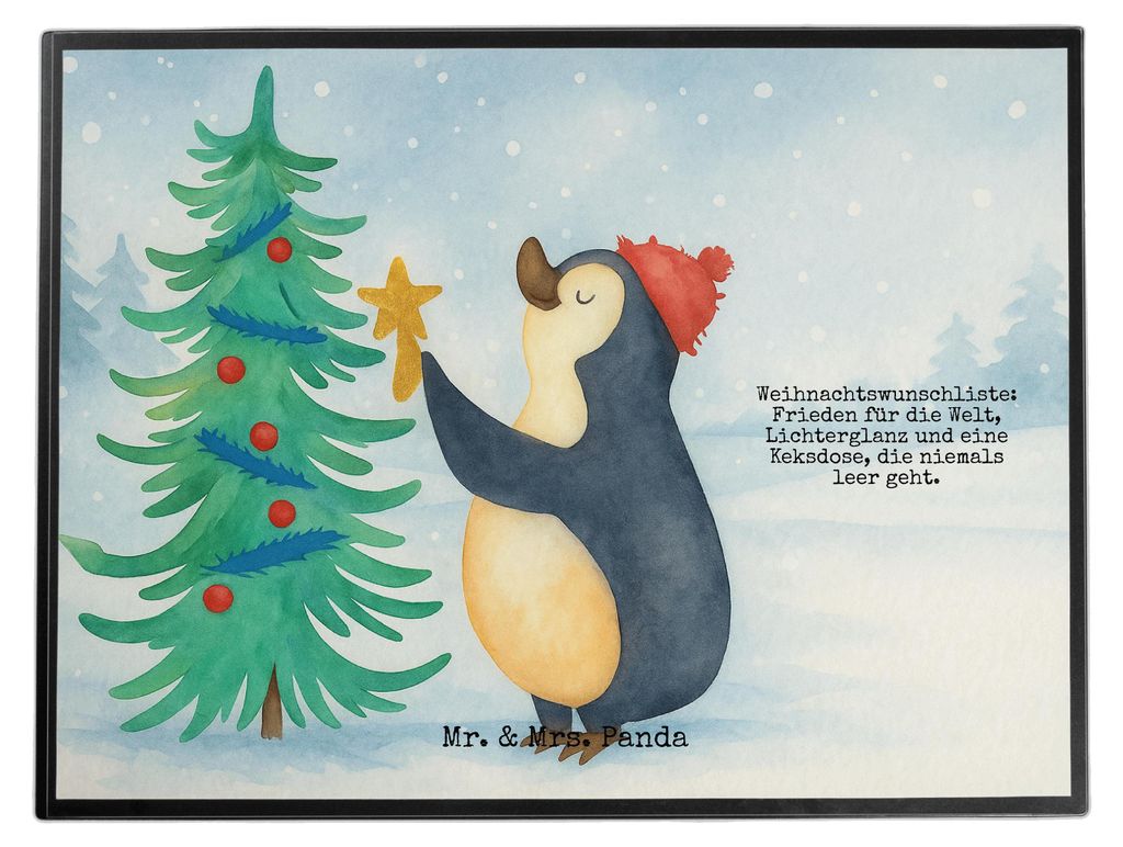 Mr. & Mrs. Panda Schreibunterlage Pinguin Weihnachtsbaum Design - Weiß - Geschenk, Unterlage Schreibtisch, schreibtischunterlagen, Schreibtischauf...