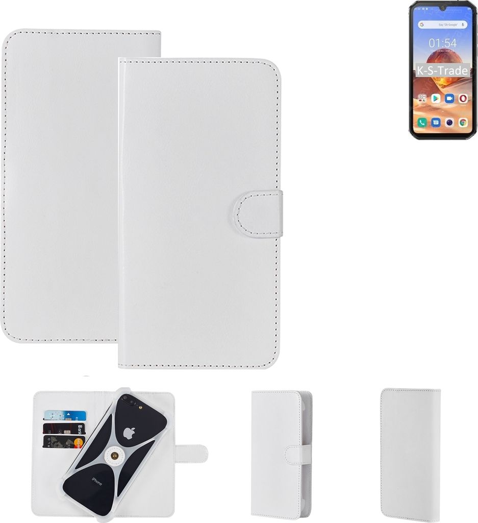 K-S-Trade Handy Hülle Schutz Hülle kompatibel mit Blackview BV9900E Cover Case Bookstyle Bumper weiß 1x