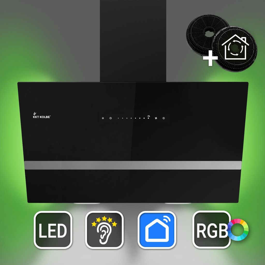 Hotte aspirante cuisine 80cm Hotte Murale Inclinées acier Image du produit 