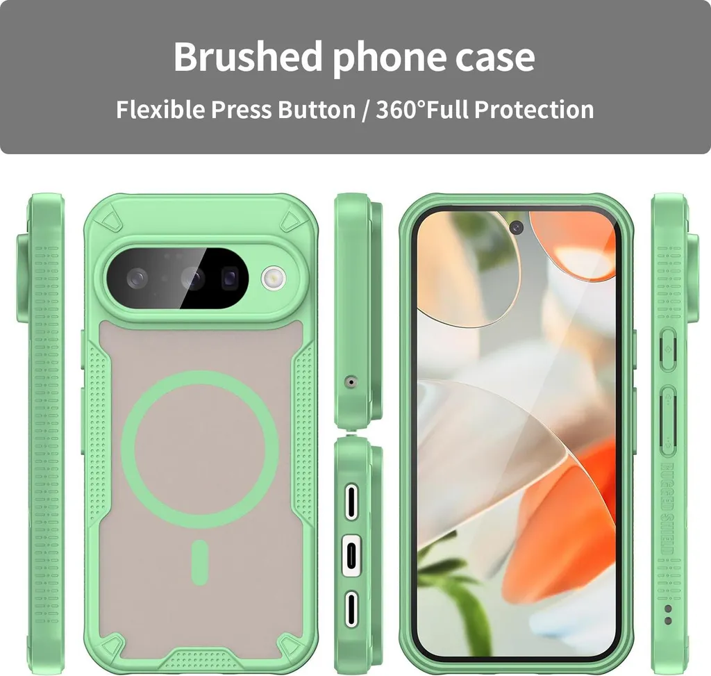 Custodia Google Pixel 7a Antiurto Con Anello Porta Carta E Supporto Magnetico: Cover In Silicone Morbido Con Fodera In Microfibra (Verde)