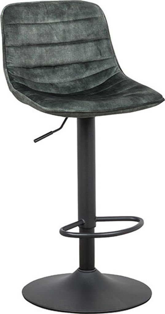 Barhocker TITAN, 2-er Set, Schwenkbar und höhenverstellbar, schwarz Metallgestell, gepolstert, Dunkelgrün, 44x46x89/110 cm