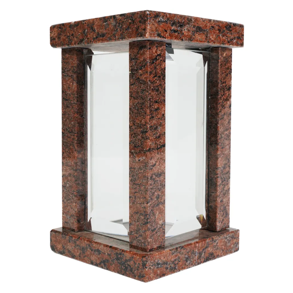 Lanterne funéraire Vanga : lampe en granit poli de 25 cm pour tombe