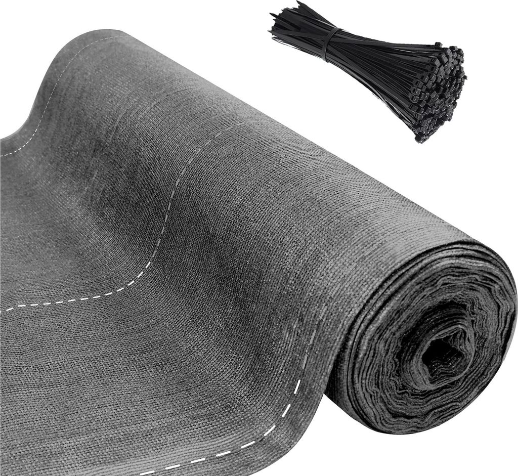 JOIEYOU Zaunblende 10m Langes Gartenzaun Sichtschutz Zaun 150g/m² HDPE Schattiernetz Balkonsichtschutz mit Kabelbinder Balkon Sichtschutz Wetterfe...