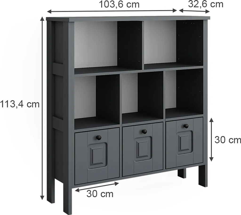Meuble bibliothèque Vitalispa Ajaton gris 103cm avec 9 compartiments - 3