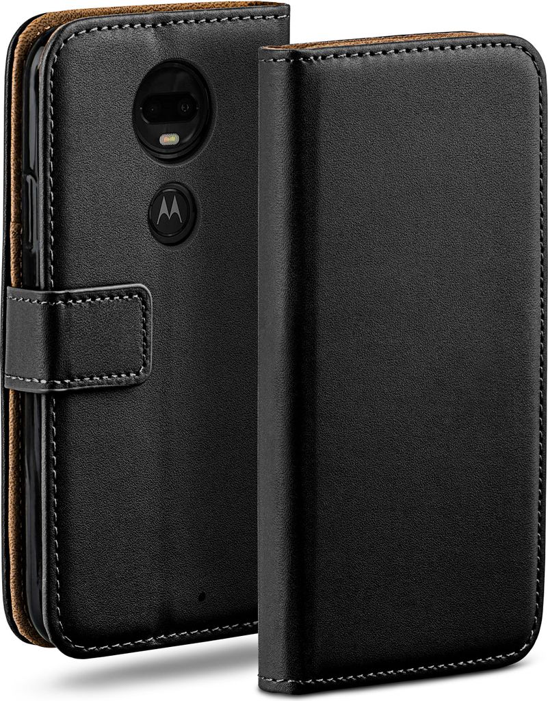 moex Book Case kompatibel mit Motorola Moto G7 - Hülle 360 Grad klappbar, Schwarz