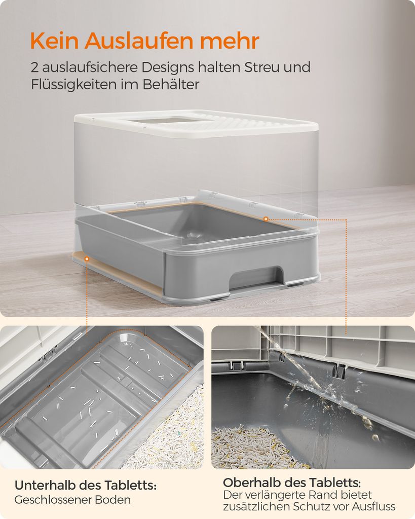FEANDREA Katzenklo, mit Deckel, für Katzen bis 15kg, Produktbild 8