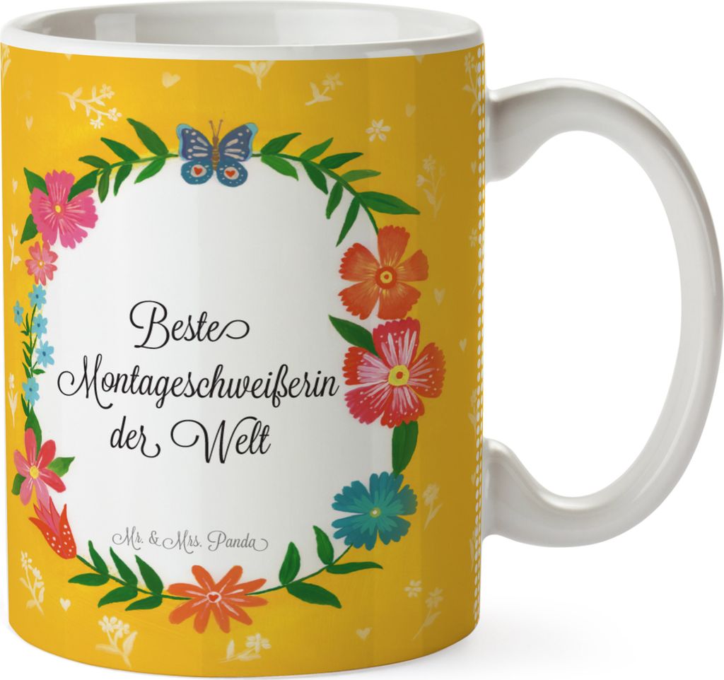 Mr. & Mrs. Panda Becher Montageschweißerin - Geschenk, Kaffeebecher, Tasse, Abschied, Diplom, Teetasse, schöne, Studium, Kaffeetasse, Ausbildung