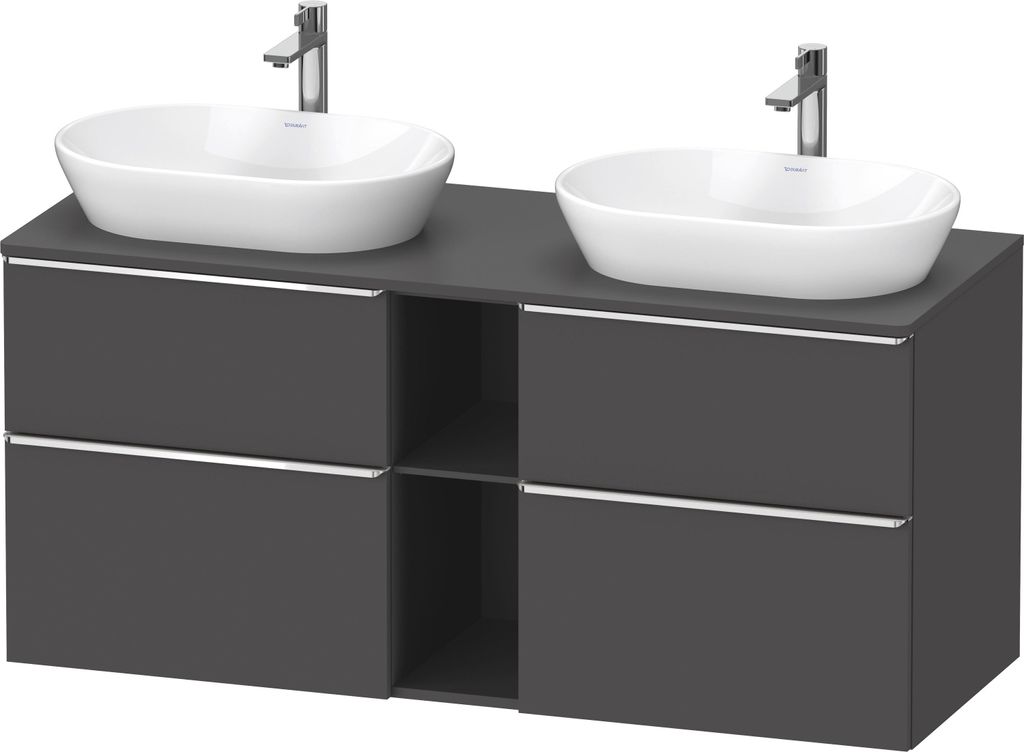 Duravit D-Neo Konsolenwaschtischunterbau wandhängend (Ausschnitt beitseitig), 1400x664x550mm, 2 Auszüge, 2 Schubkästen, 2 offene Fächer, mit Gr...