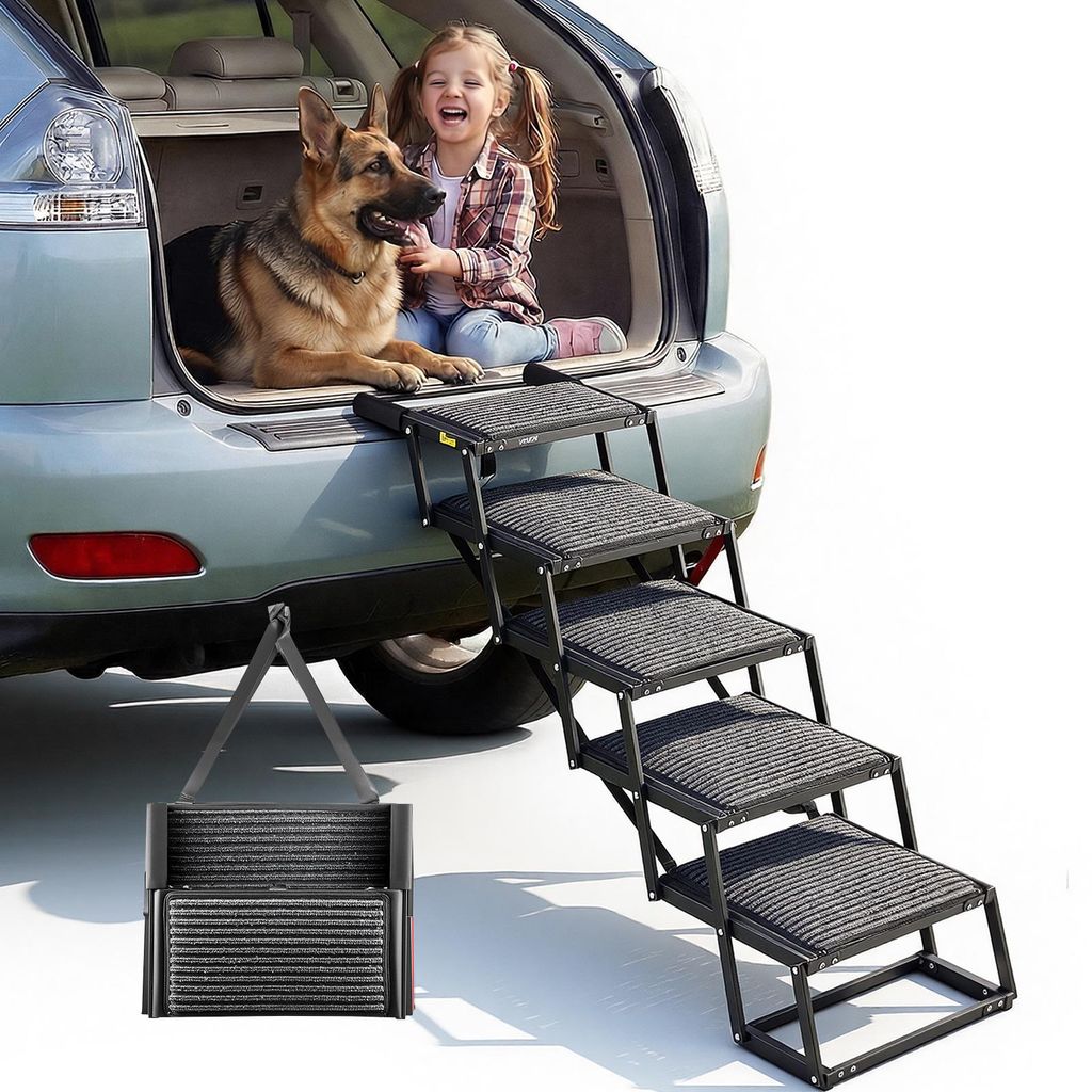 VEVOR Hundetreppe Auto Klappbar 5-Stufig, Extra Breite Produktbild 