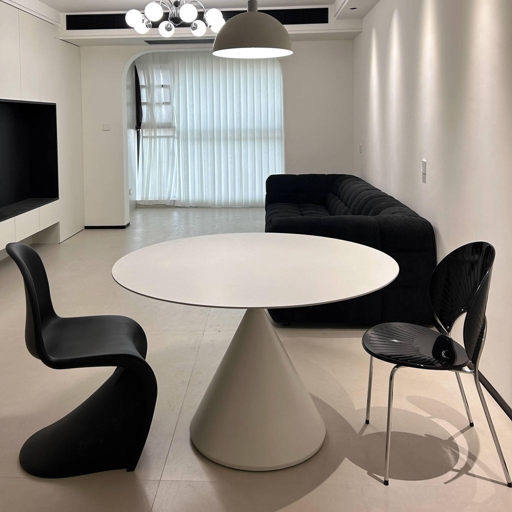 Kaffeetisch Esstisch Rundtisch Minimalistischer Tisch Couchtisch Empfangstisch Ø 110cm*75 cm Weiß