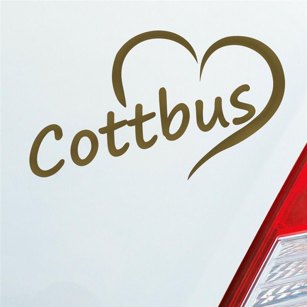 Auto Aufkleber Cottbus Herz Stadt City Liebe Love Heimat 12x8 cm Gold Sticker Heckscheibenaufkleber