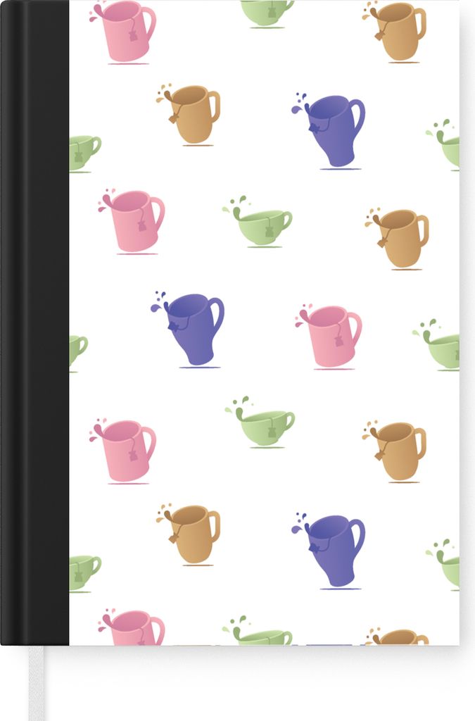 MuchoWow Notizbuch Tagebuch Haushaltsbuch Notebook A5 Muster - Tee - Teetasse - Notizblock - Notizheft - Notebook - Schreibblock - Papier