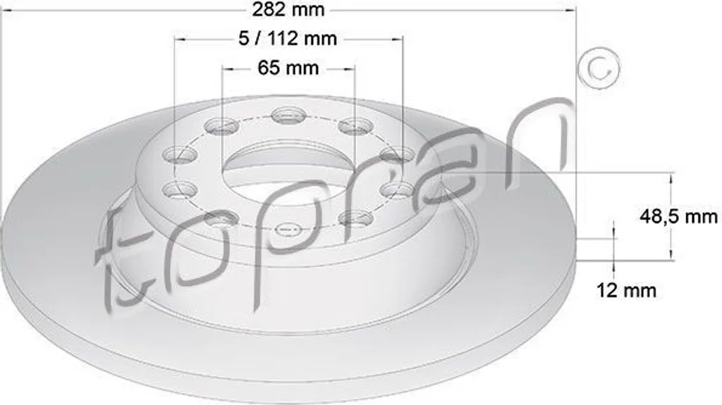 Remplacement disque frein arrière Octavia Superb - TOPRAN 5Q0615601G