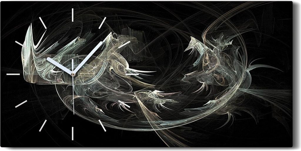Leinwand Wanduhr Wandkunst Uhr Quarz 60x30 digitales fraktales Kunst - weiße Hände
