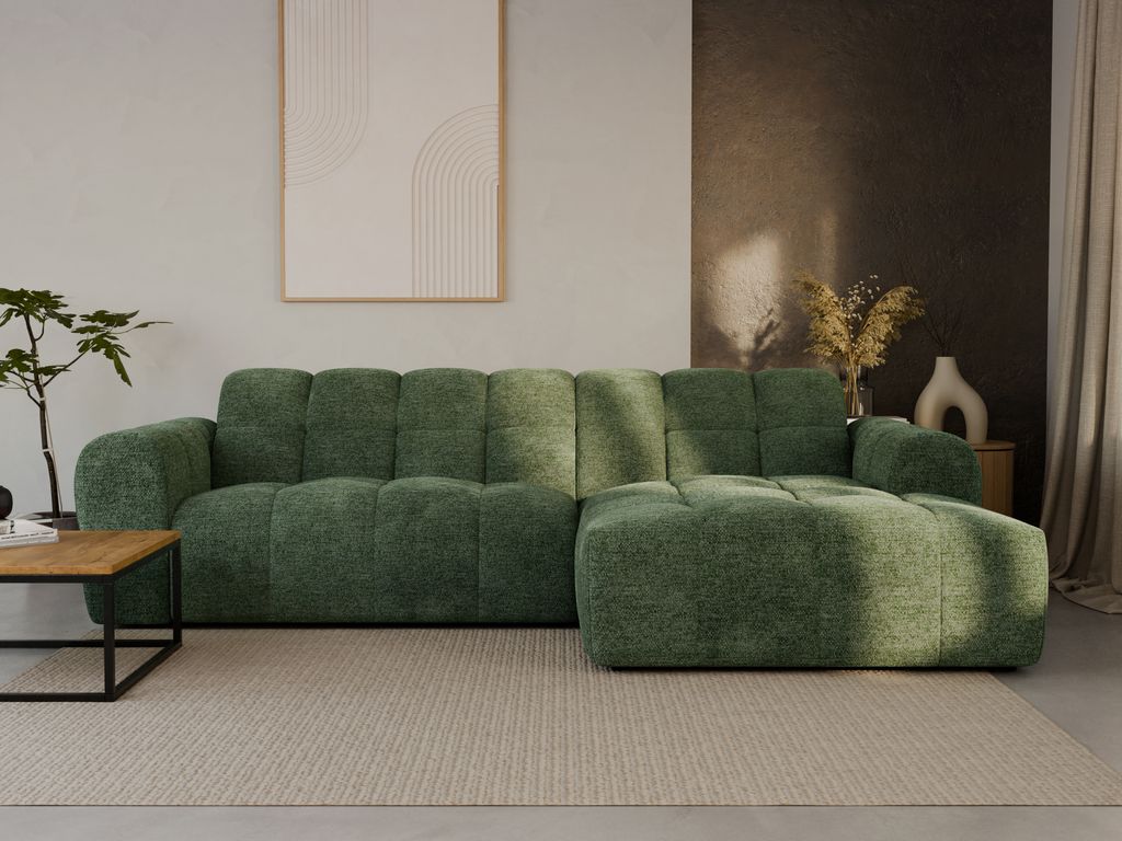 LetSit Ecksofa Andrea L Raven Rechte Freistehendes Loungesofa Bequemes Ecksofa zum Entspannen Schmutzabweisend Für Wohnzimmer Schlafzimmer Grün