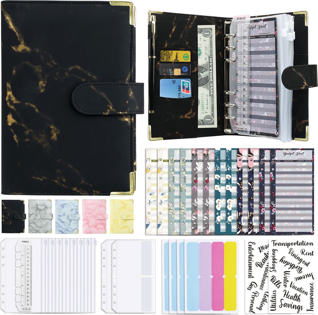 INF A6-Ringbuch mit Budgetblatt, Budgetplaner Schwarz Produktbild 