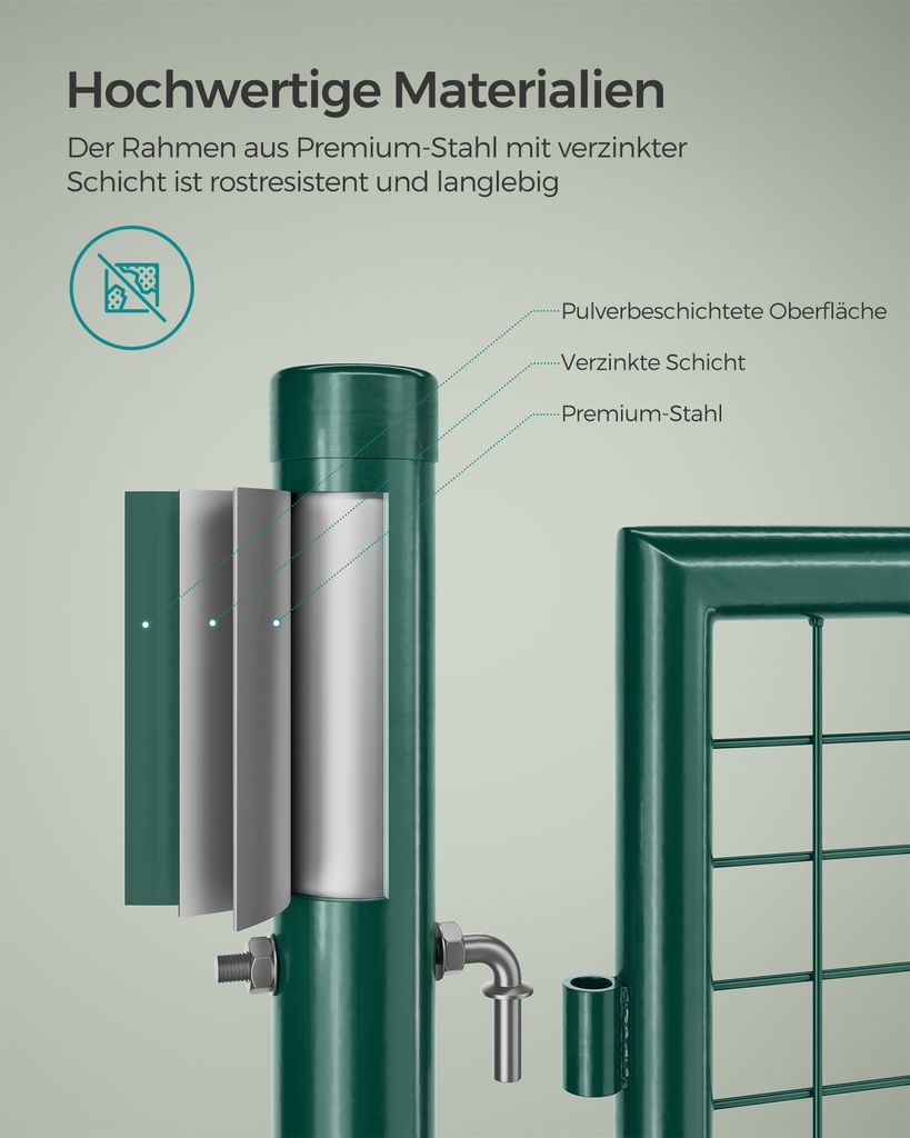 SONGMICS Gartentor, Gartentür, verzinkter Stahl, Produktbild 4
