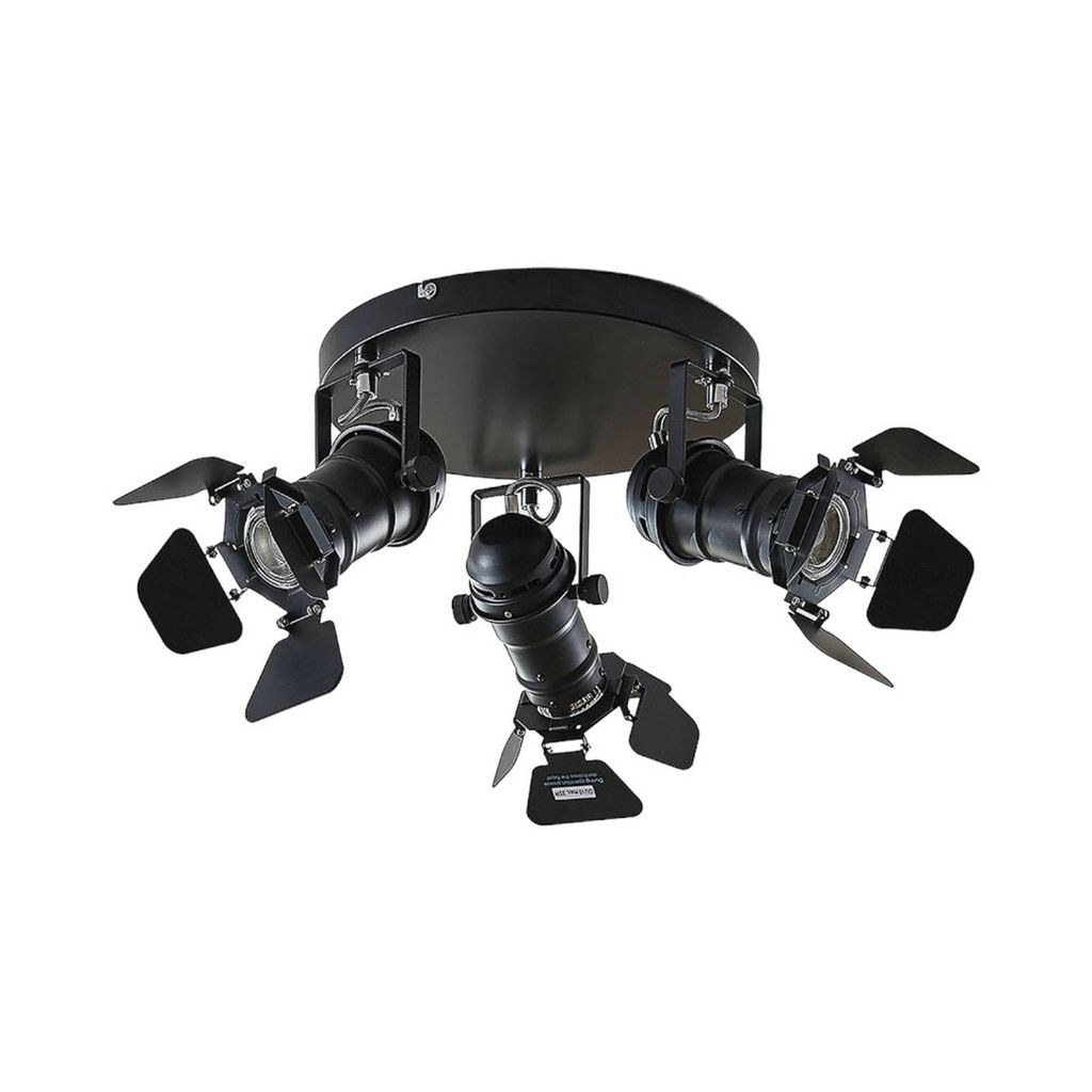 Lindby Deckenstrahler Tilen, 3-flg., schwarz, Metall, Ø 54cm