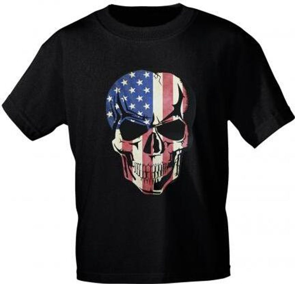 T-SHIRT Print Totenkopf Skull USA Fahne Flagge 12121 Produktbild 