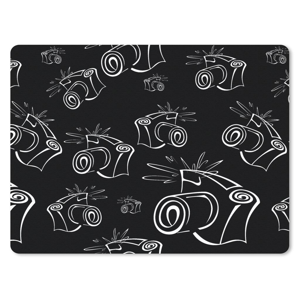 MuchoWow Mauspad Mousepad Kamera - Muster - Schwarz und Weiß 23x19 cm - Mousepads - Maus Mat - Pad - Mausunterlage - Schreibtischunterlage - Mau...