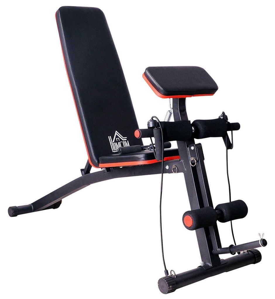 Multifunktion Hantelbank Kraftstation mit Feder Booster Trainingsbank Gewicht bis 120kg Schwarz 54 x 160 x 106 cm