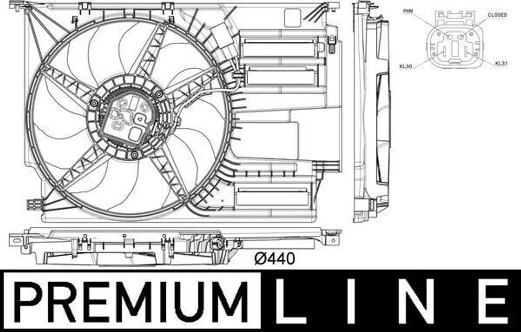 Ventilateur de radiateur MAHLE CFF 402 000P pour moteur de BMW X1 F48
