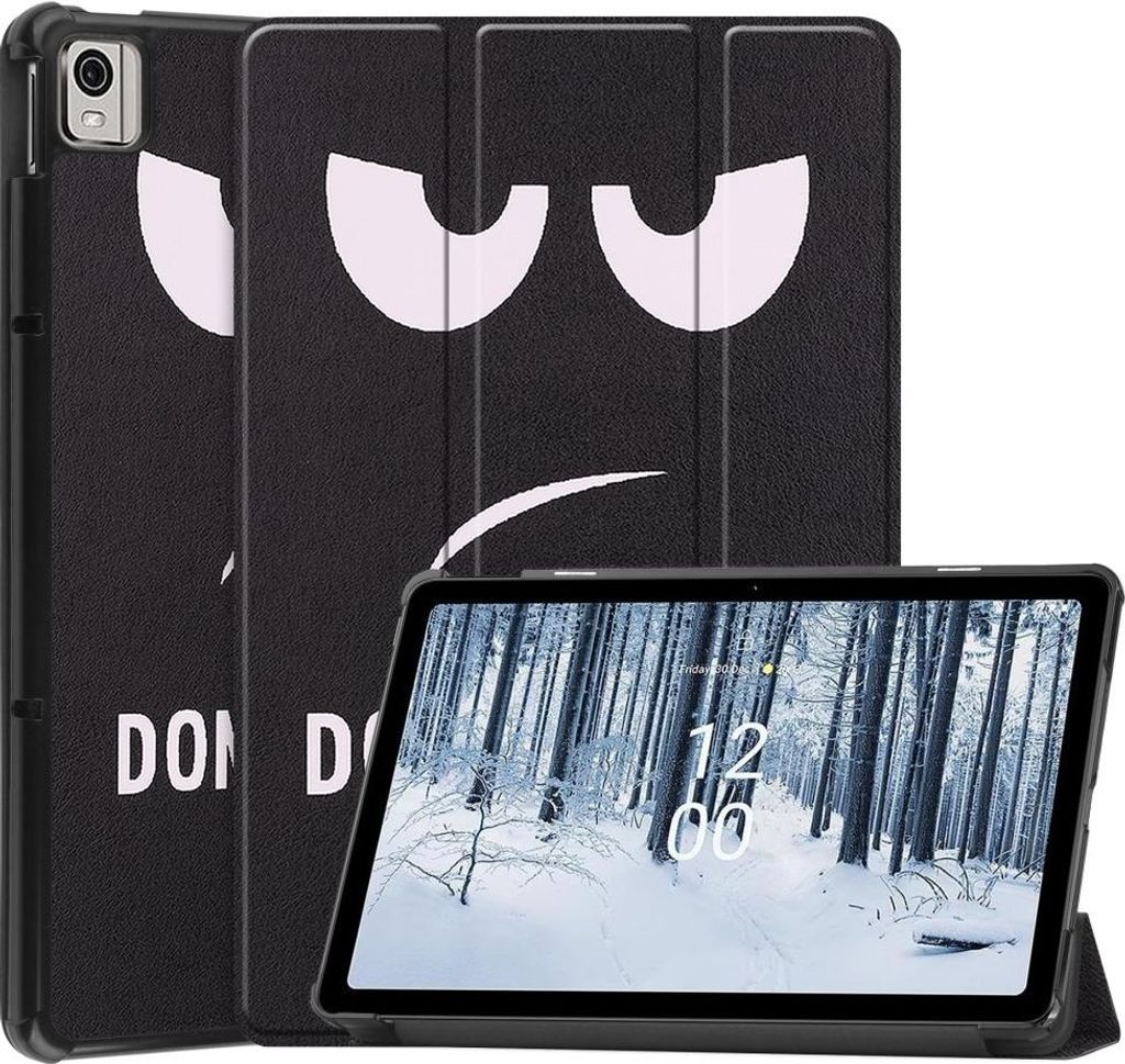 Nokia T21 Hülle - Tri-Fold Ständer Klapphülle mit Schlaf/Wach-Funktion - Don't Touch