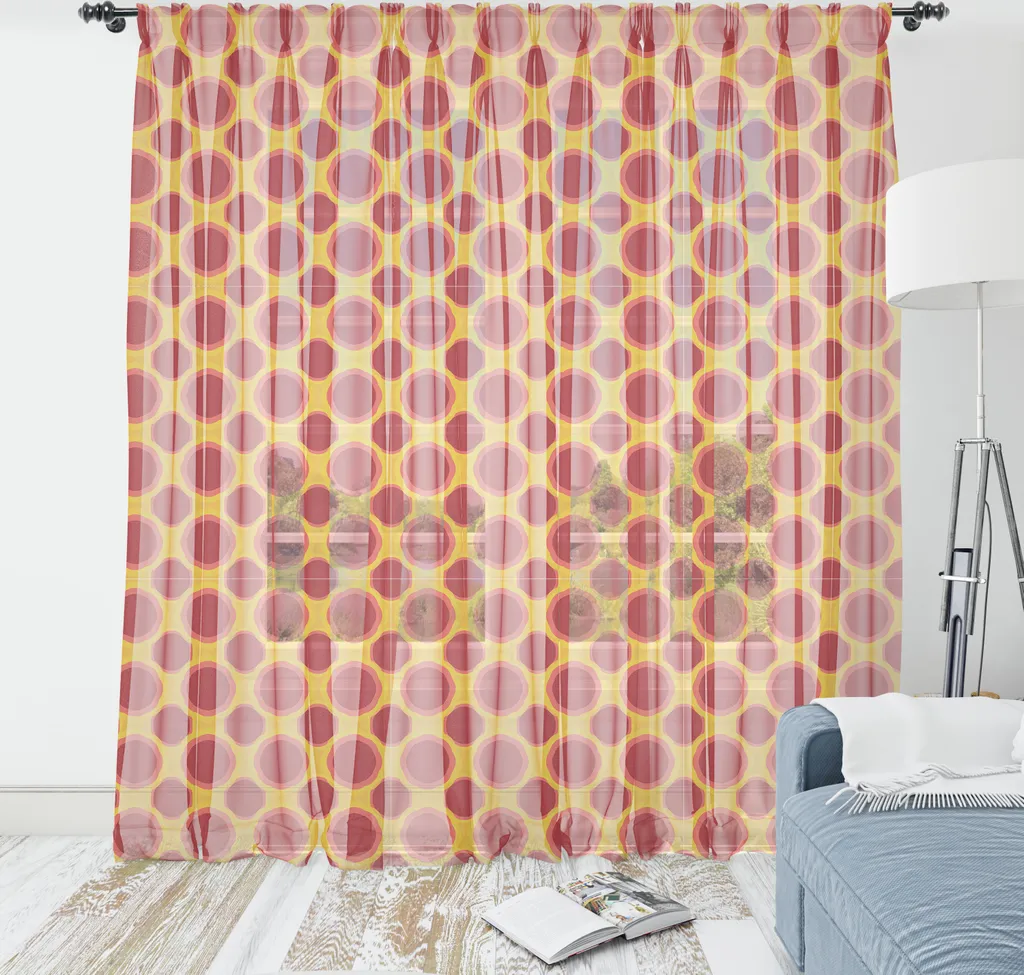 Arazzo Parete ABAKUHAUS 135x274 Fiori ed Esagoni Giallo Vermiglio