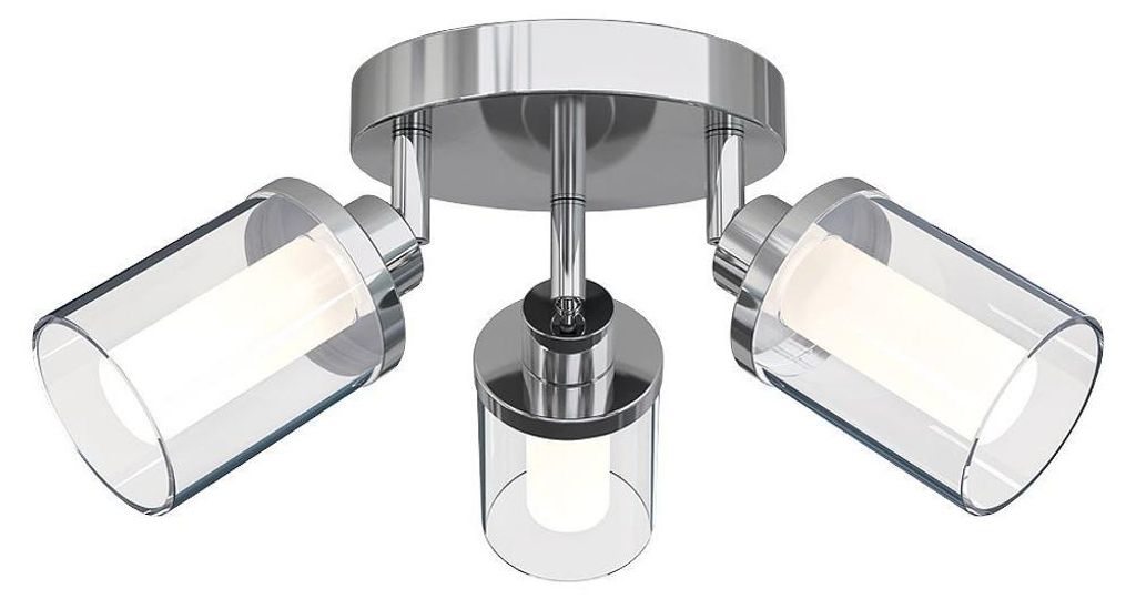 Spot Lampe Metall Glas verstellbar 35 cm breit IP44 Chrom G9 3-flammig Jugendstil Strahler