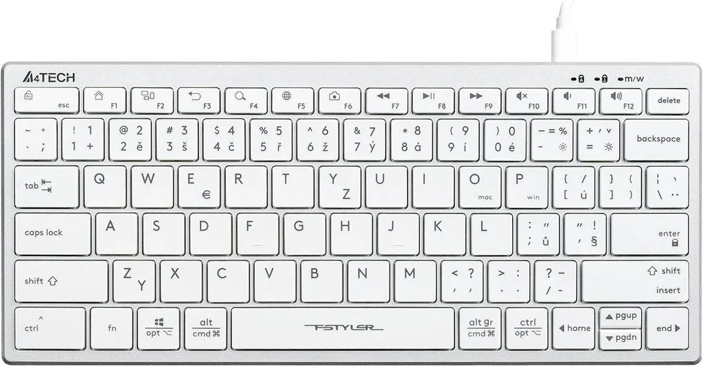 Clavier d'Ordinateur Filaire Blanc A4Tech Fstyler FX51 Ultra-Plat USB