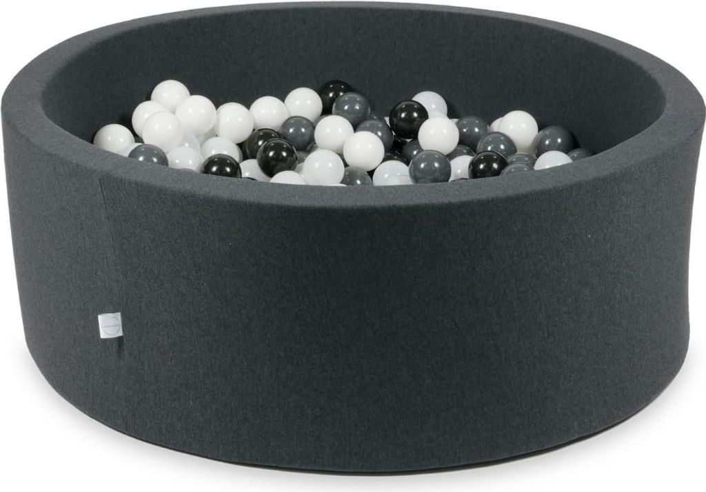 Dry Graphite Pool 110x40 mit 500 Bällen: weiß, Graphit, schwarz, weißer Pullover