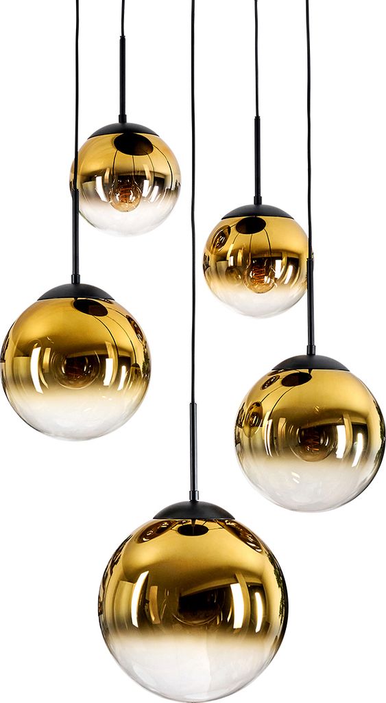 Fossobiubo Hängelampe aus Metall/Glas in Schwarz/Goldfarben/Klar