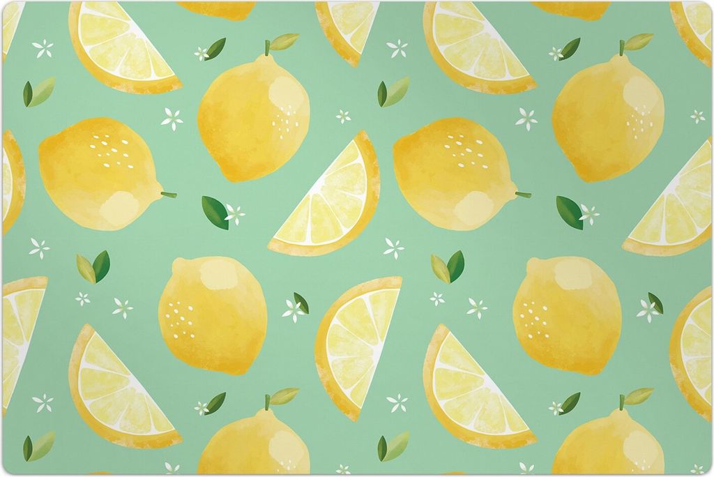 Küchenmatte 120x180 cm Vinylmatte Bodenmatte Dekoration - Tropisch Früchte Zitrone