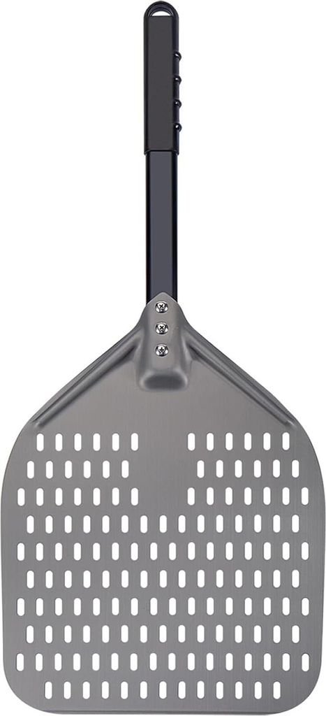 Perforierte Pizzaschaufel - Harteloxiertes Aluminium - Abnehmbarer Griff - Kompakte Aufbewahrung - 12x14 Zoll