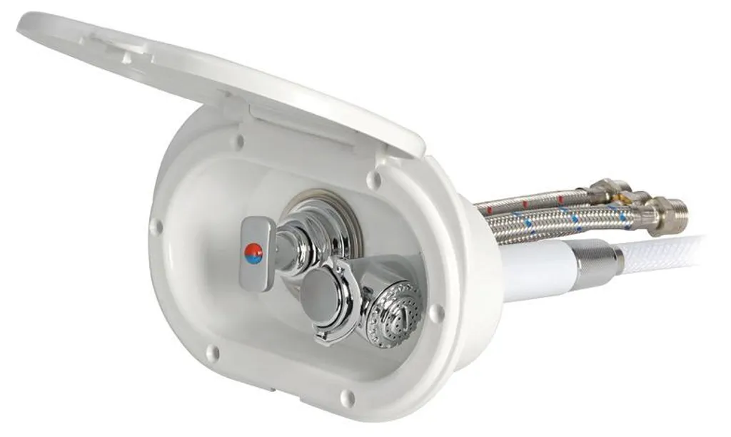 Cabine de douche blanche avec long tuyau de vidange 4m et pose facile