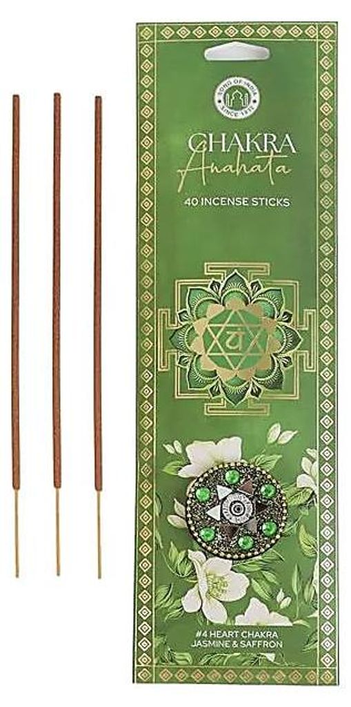 Räucher Set Räucherstäbchen Anahata Chakra Jasmin & Safran -- 40 Stäbchen + Lotu