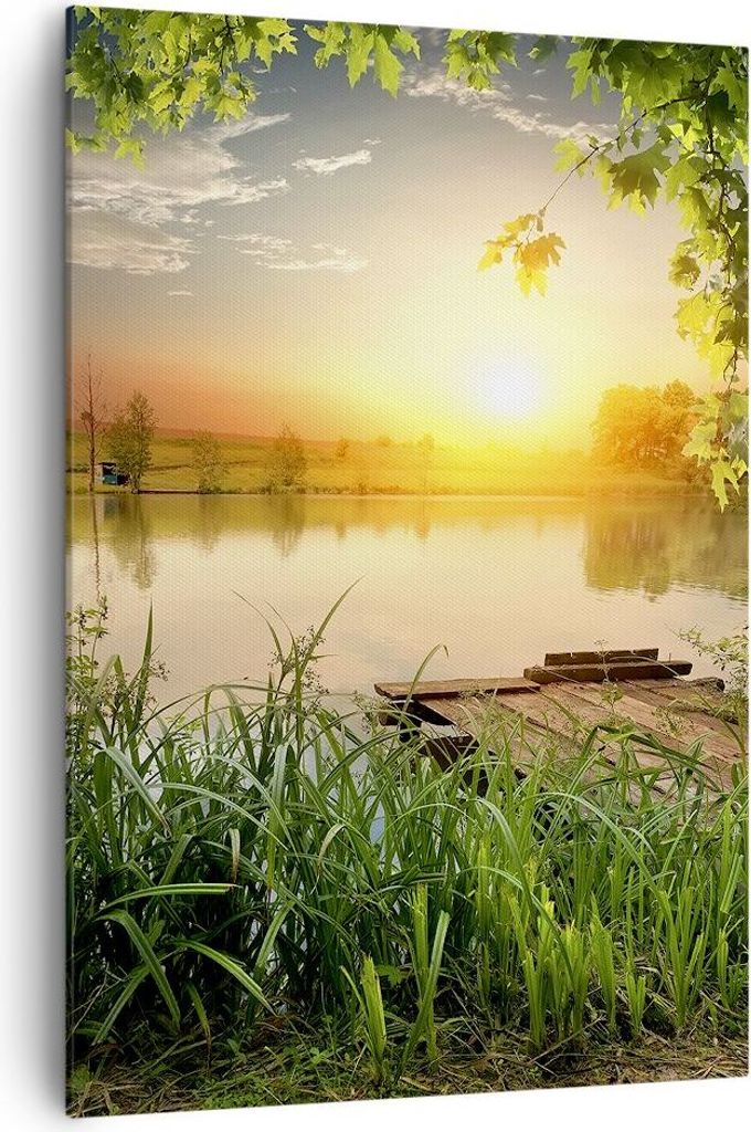 Bild auf Leinwand - Leinwandbild - Einteilig - Brücke See - 70x100cm - Wand Bild - Wanddeko - Wandbilder - Leinwanddruck - Kunstdruck - Wanddekora...