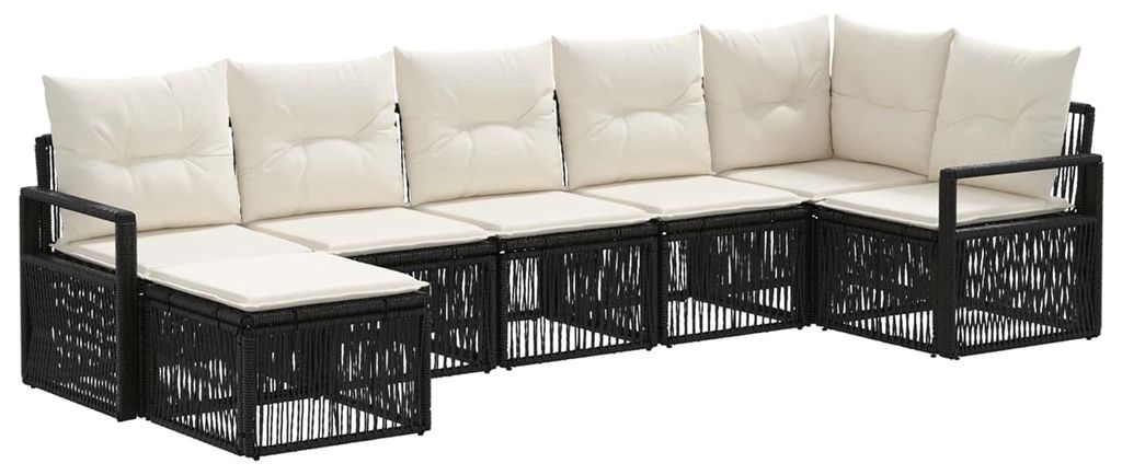 vidaXL Gartensofa-set 7 pcs Schwarz Poly-Rattan