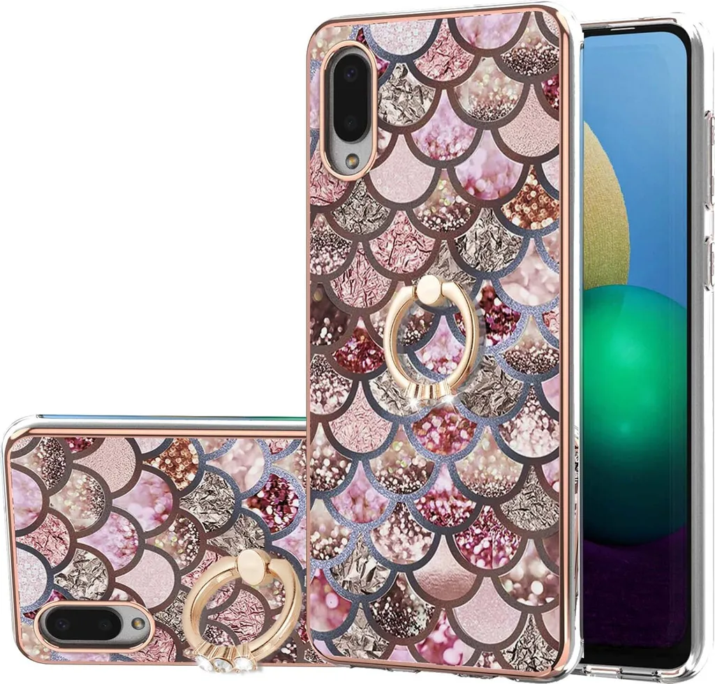 Cover per Samsung Galaxy A02 M02 - Silicone TPU Caffè con Ring Stand