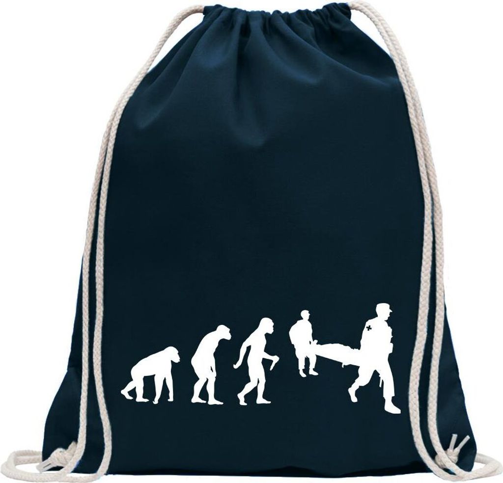 Kiwistar - Turnbeutel - dunkelblau - Sanitäter Rettung Evolution - Fun Rucksack Sport Beutel Gymsack Baumwolle mit Ziehgurt