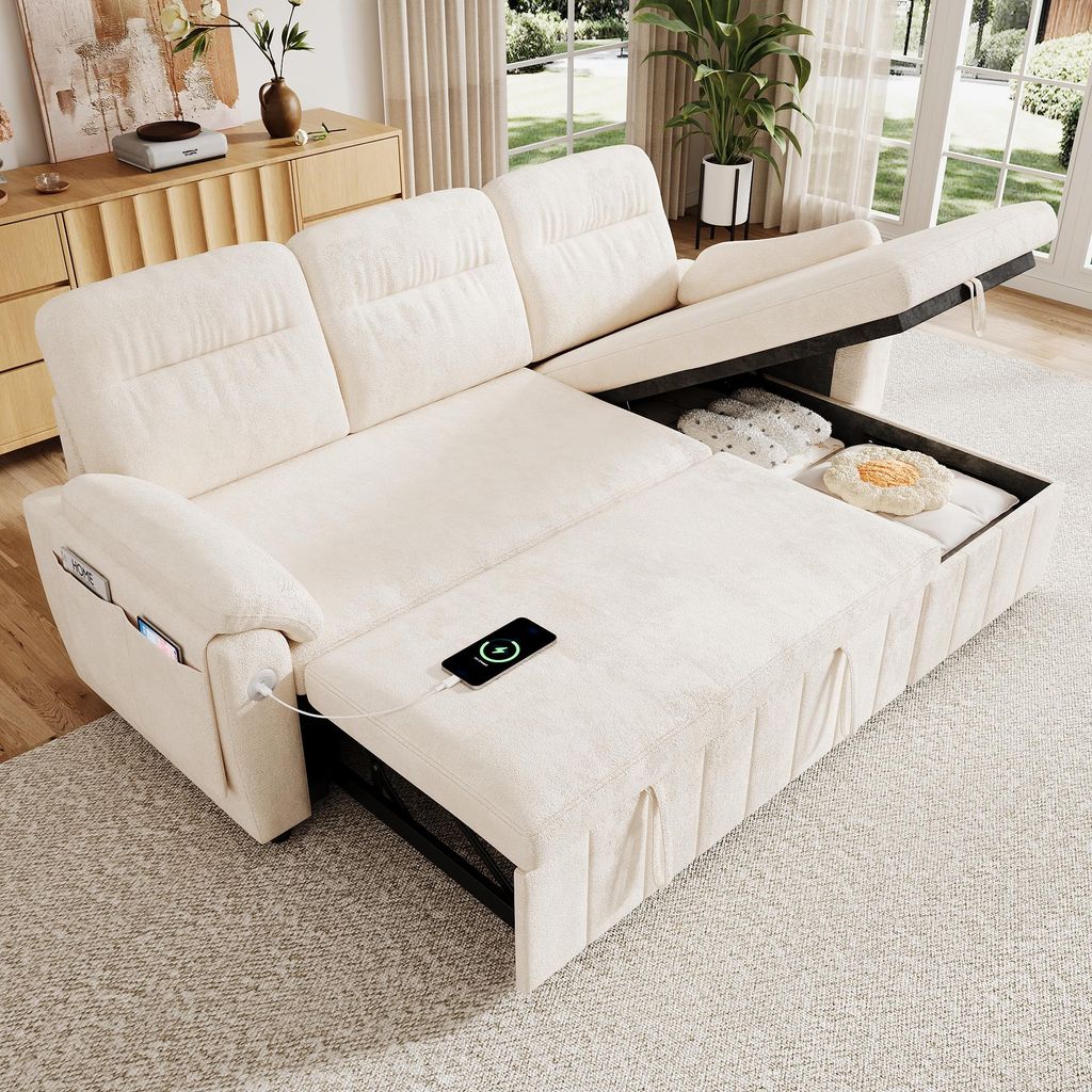 MODFU Ecksofa L-Form,Schlafsofa mit Stauraum, Relaxsofa mit Produktbild 