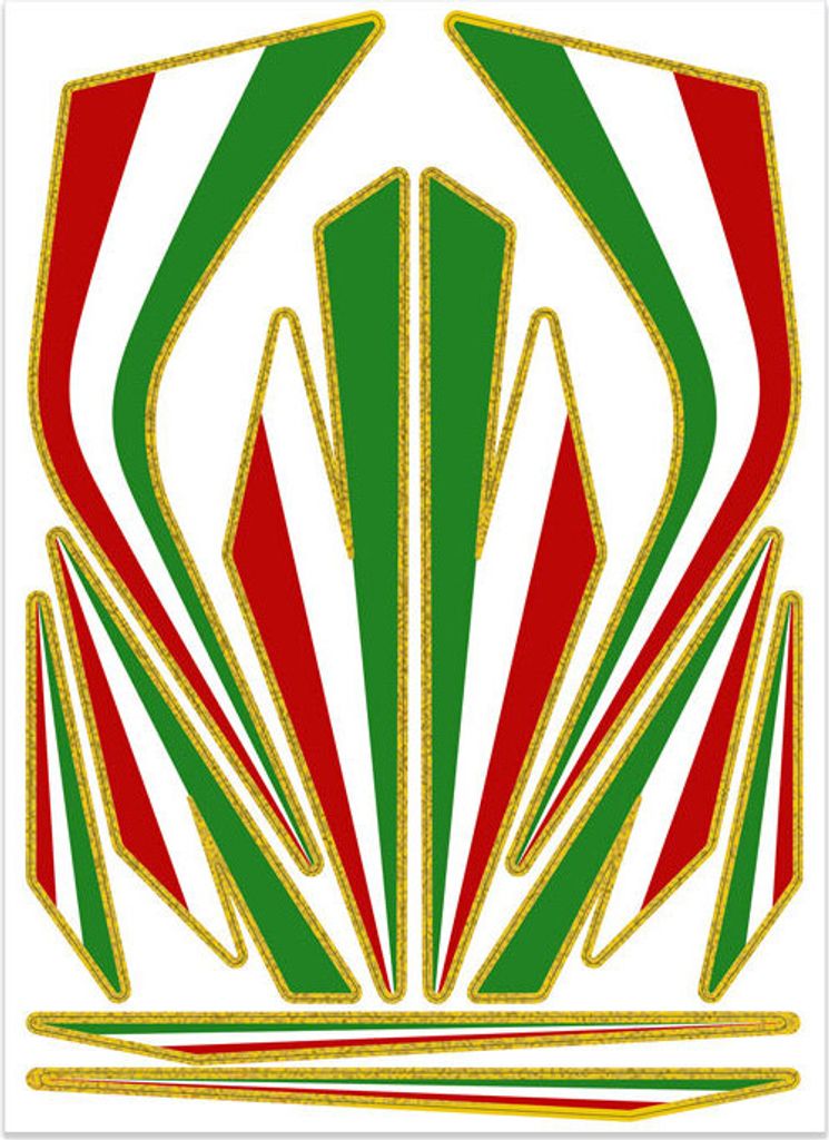Sticker Aufkleber, Kit Dekorationen Fries Tricolore Italien für Moto, 250 x 350 mm