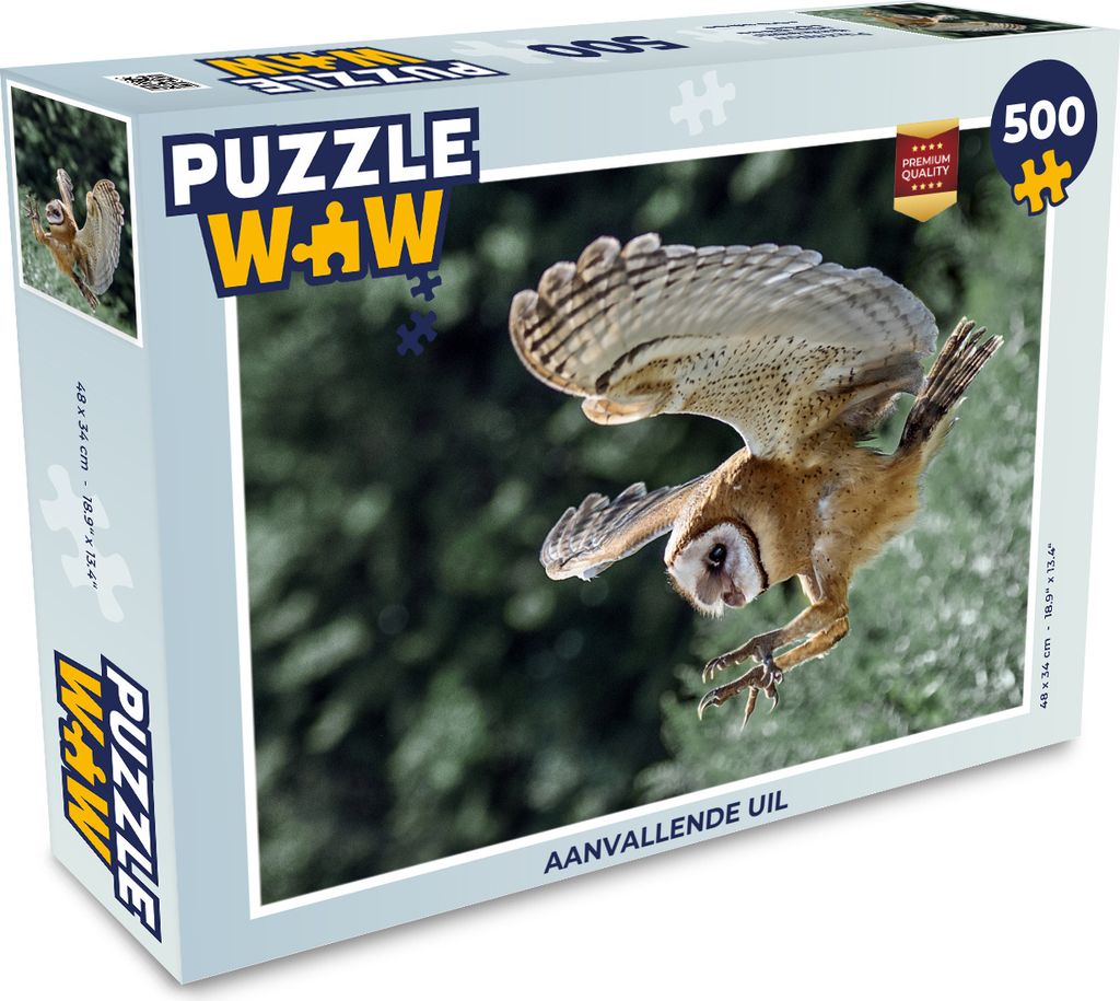 MuchoWow Puzzle 500 Teile Angreifende Eule - 500 Teile - Kinder - Selberbauen - Puzzlespiele