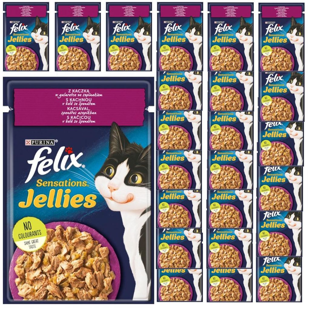 Felix Sensations Gelee-Katzenfutter mit Ente in Gelee und Produktbild 